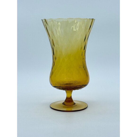 Vintage Empoli Diamond Optic Footed Pedestal Vase Retro Italian Blown Glass - Picture 2 of 10